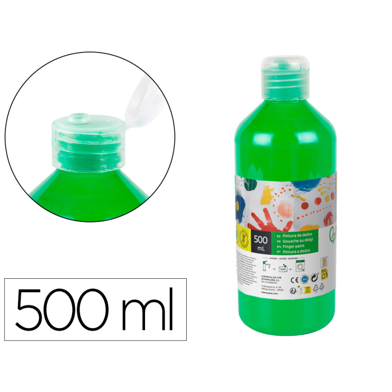 Pintura dedos liderpapel botella de 500 ml verde