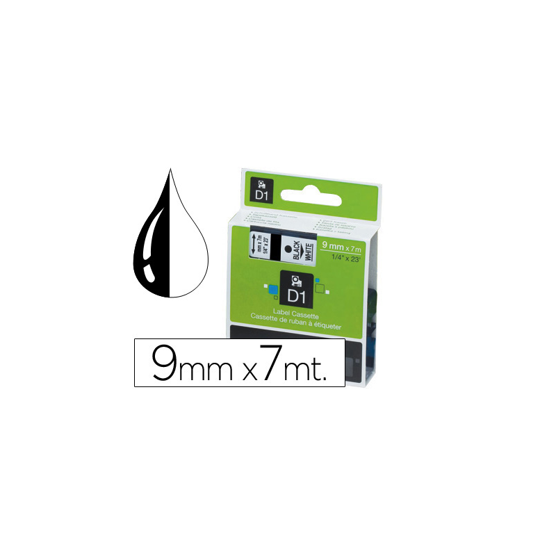 Cinta dymo 1000 9 mm negro-blanco d1