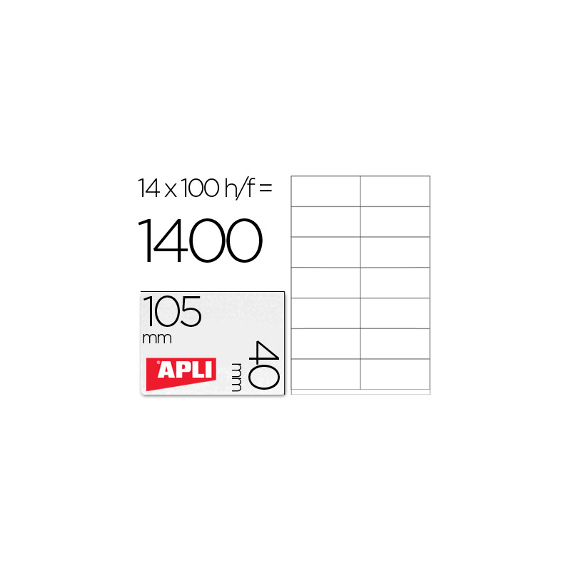 Etiqueta adhesiva apli 1275 tamaño 105x40 mm -fotocopiadora -laser -ink-jet-caja con 1400 etiquetas