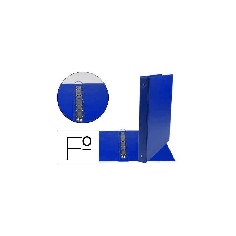 Carpeta liderpapel 4 anillas 25 mm redondas plastico folio color azul marino