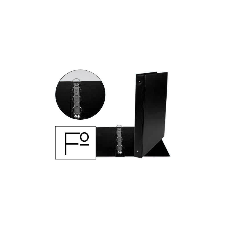 Carpeta liderpapel 4 anillas 25 mm redondas plastico folio color negro