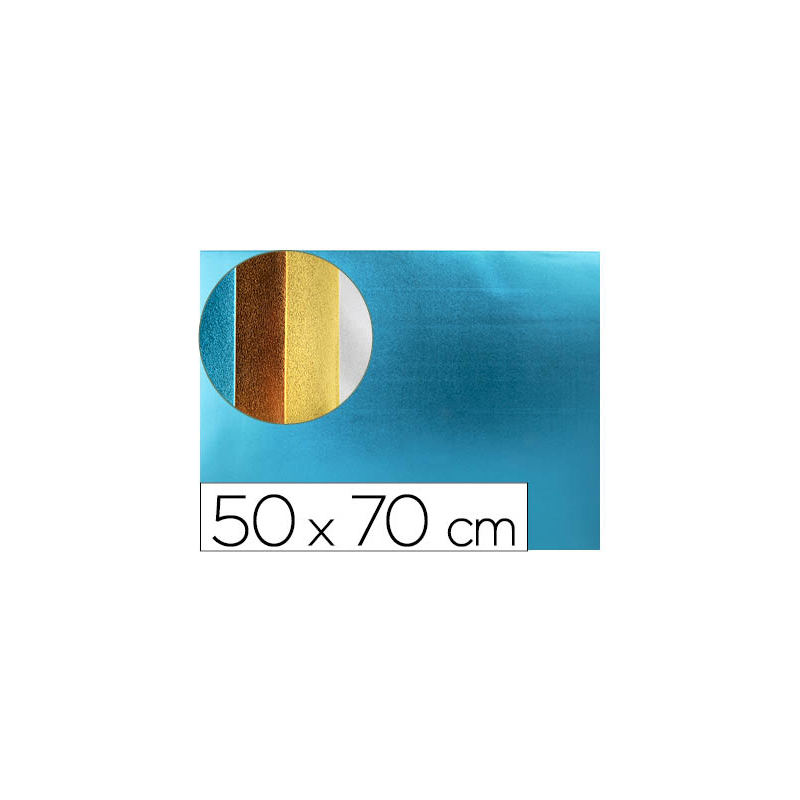 Goma eva liderpapel 50x70 cm espesor 2 mm metalizada azul claro