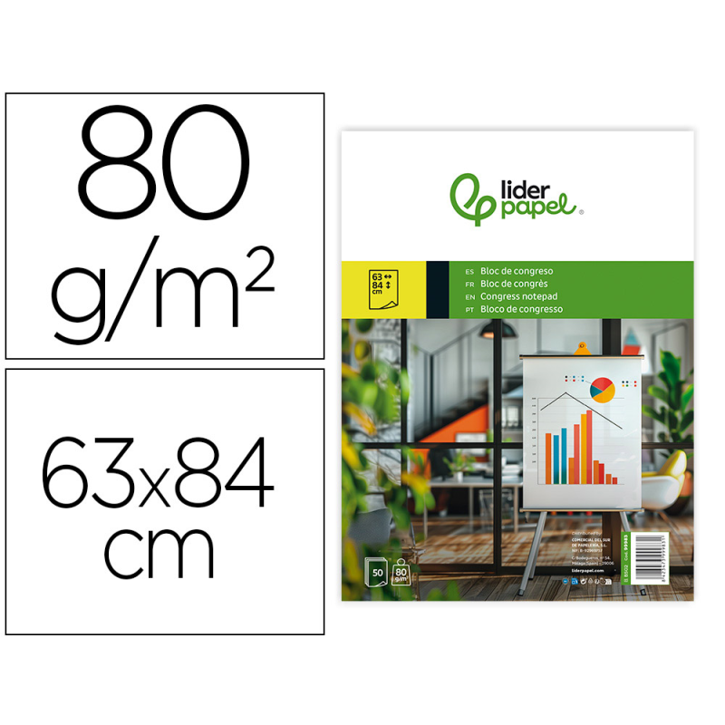 Bloc congreso liderpapel liso 630x840 mm 50 hojas 80g/m2