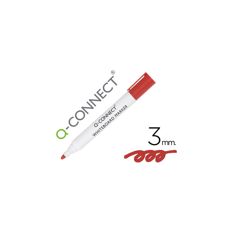 Rotulador q-connect pizarra blanca color rojo punta redonda 3 mm