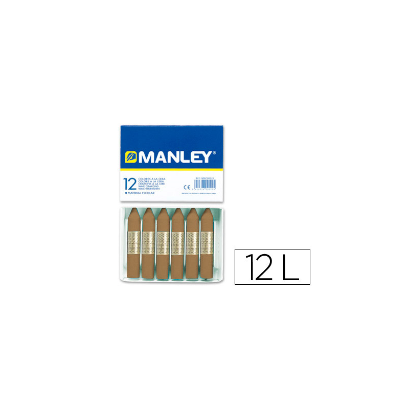 Lapices cera manley unicolor tierra sombra tostado n.68 caja de 12 unidades