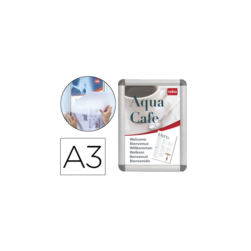 Marco porta anuncios nobo clipdown din a3 marco de aluminio con cantoneras 33,5x45,8x1,7 cm