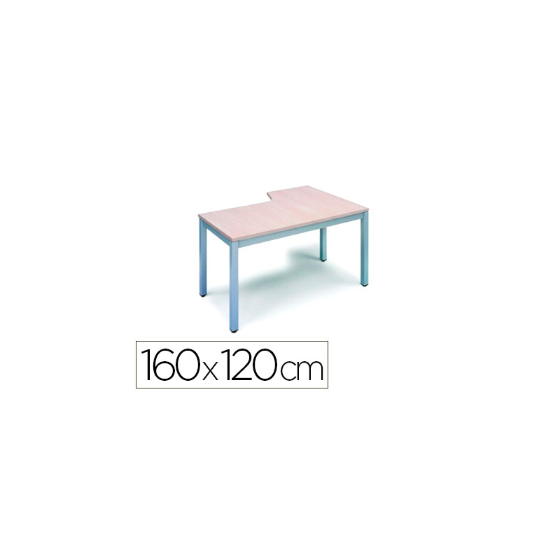 Mesa rocada serie executive 160x110 cm izquierda acabado gris/haya