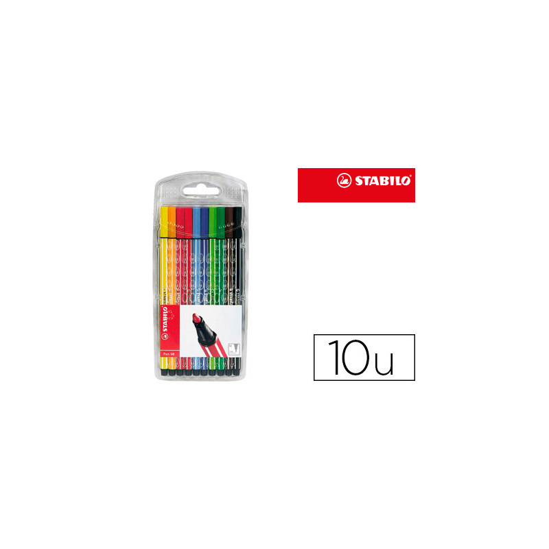 Rotulador stabilo acuarelable pen 68 estuche de 10 unidades colores surtidos
