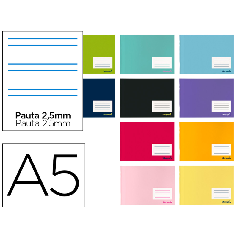 Libreta liderpapel smart a5 apaisada 32h 60gr pauta 2,5 mm con margen