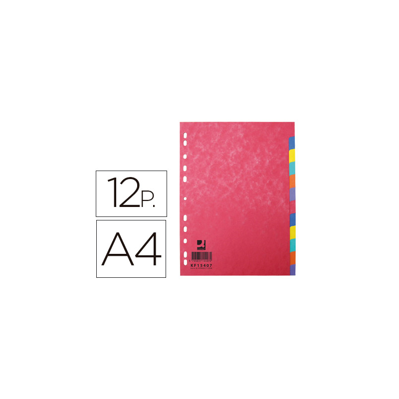 Separador q-connect cartulina brillo juego de 12 separadores din a4 multitaladro
