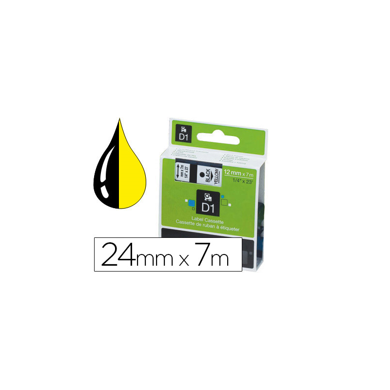 Cinta dymo 1000 negro-amarillo 24 mm x 7 m d1