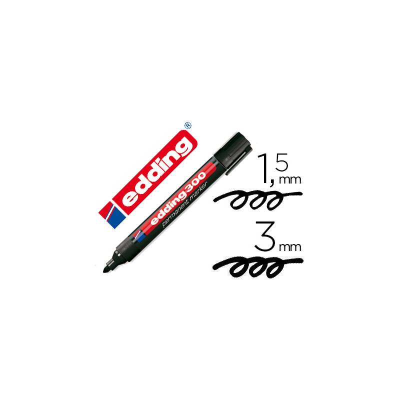 Rotulador edding marcador permanente 300 negro punta redonda 1,5-3 mm recargable