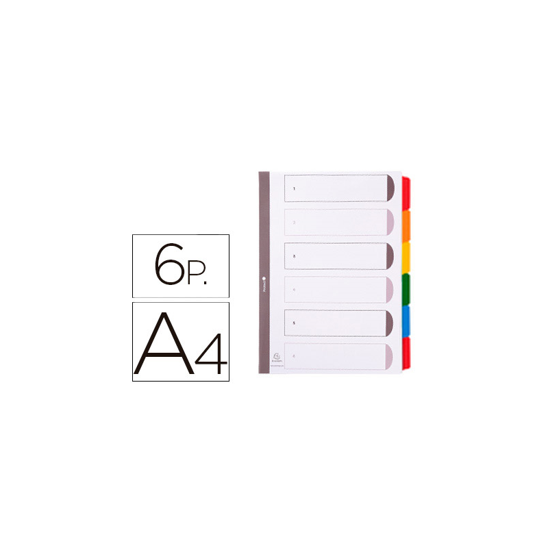 Separador exacompta cartulina juego de 6 separadores din a4 multitaladro color blanco