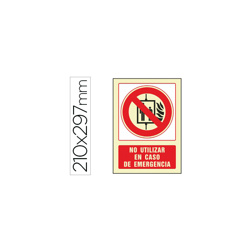 Pictograma syssa señal de no utilizar en caso de incendio en pvc fotoluminiscente 210x297 mm