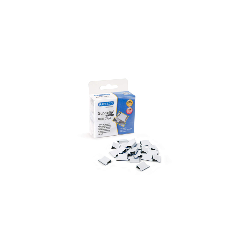 Supaclips rapesco capacidad 40 hojas color blanco caja de 100 unidades