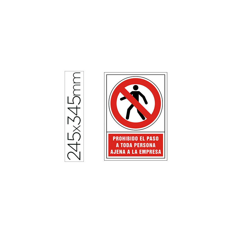 Pictograma syssa señal de prohibicion prohibido el paso a toda persona ajena a la empresa en pvc 245x345 mm