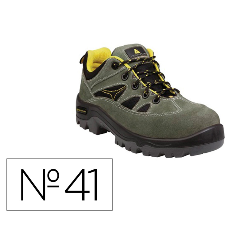 Zapatos de seguridad deltaplus trek de piel serraje puntera y suela composite verde talla 41