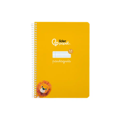 Cuaderno espiral liderpapel a5 pautaguia tapa blanda 40h 75gr cuadro pautado 2,5mm color amarillo