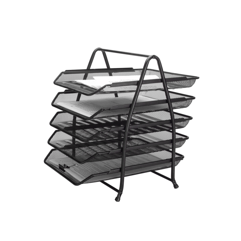 Bandeja sobremesa metalica q-connect kf18474 rejilla negro 5 bandejas movibles 350x275x375 mm