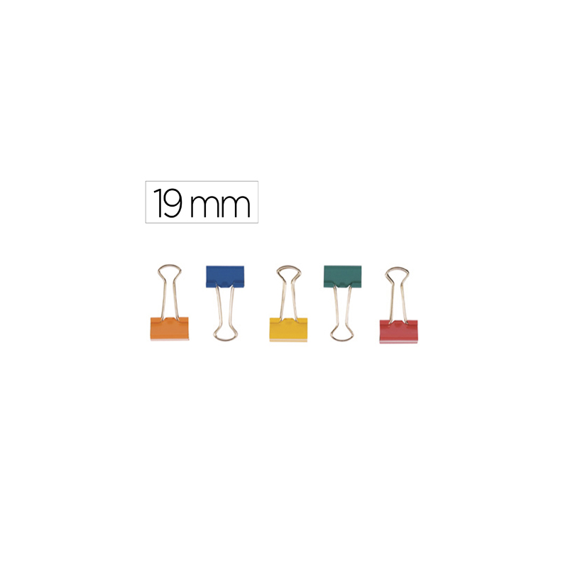 Pinza metalica q-connect reversible n.1 19 mm caja de 10 unidades colores surtidos
