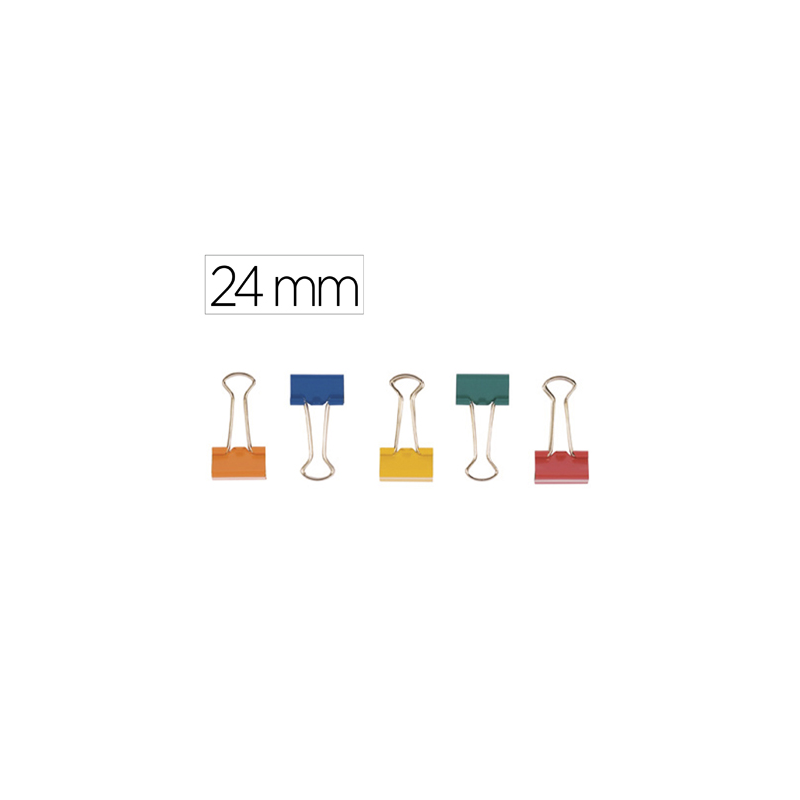 Pinza metalica q-connect reversible n.2 24 mm caja de 10 unidades colores surtidos