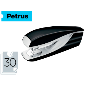 Grapadora petrus 635 wow negra metalizada capacidad 30 hojas