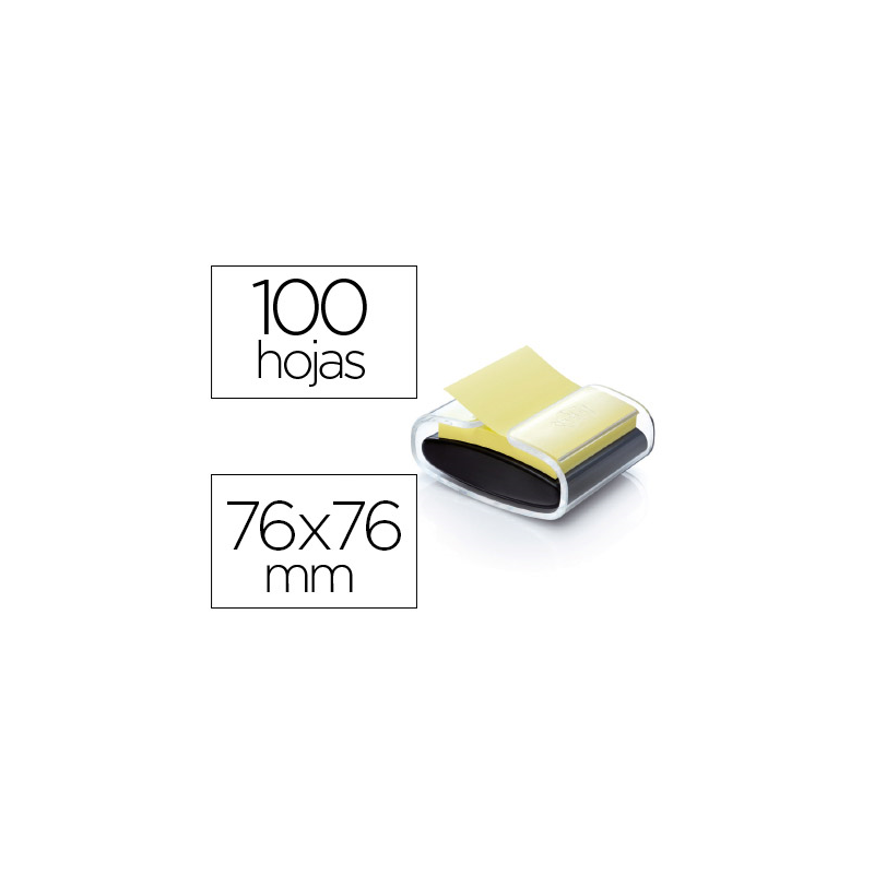 Soporte bloc de notas adhesivas quita y pon post-it super sticky z notes color negro con 1 bloc 76x76 mm
