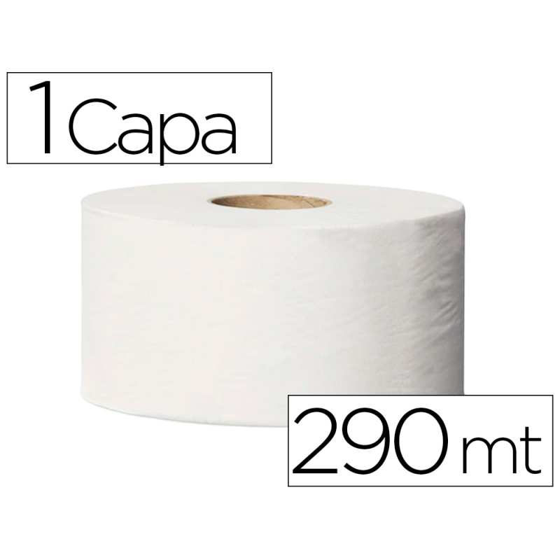 Papel higienico tork minijumbo 1 capa 290 mt para dispensador t2
