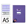 Cuaderno espiral liderpapel a5 pautaguia tapa blanda 40h 75gr cuadro pautado 2,5mm color lila