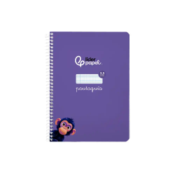 Cuaderno espiral liderpapel a5 pautaguia tapa blanda 40h 75gr cuadro pautado 2,5mm color lila