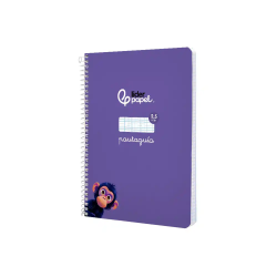 Cuaderno espiral liderpapel a5 pautaguia tapa blanda 40h 75gr cuadro pautado 2,5mm color lila