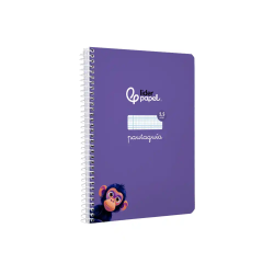 Cuaderno espiral liderpapel a5 pautaguia tapa blanda 40h 75gr cuadro pautado 2,5mm color lila