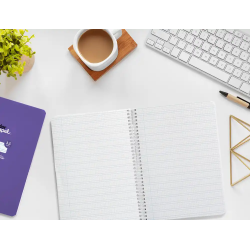 Cuaderno espiral liderpapel a5 pautaguia tapa blanda 40h 75gr cuadro pautado 2,5mm color lila