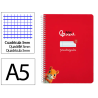 Cuaderno espiral liderpapel a5 pautaguia tapa dura 80h 90gr cuadro pautado 3mm color rojo