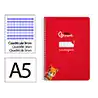 Cuaderno espiral liderpapel a5 pautaguia tapa dura 80h 90gr cuadro pautado 3mm color rojo