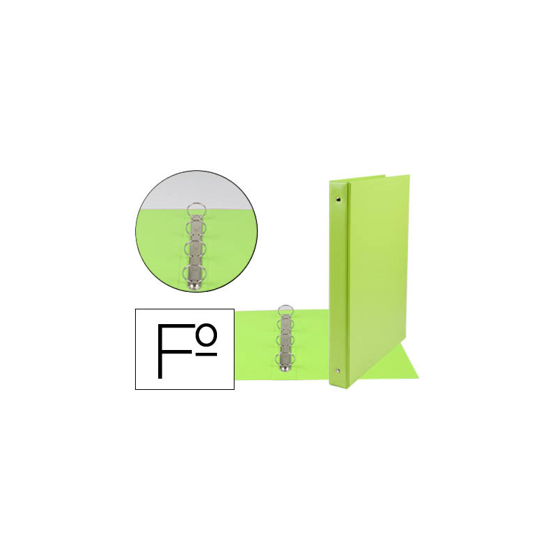 Carpeta liderpapel 4 anillas 25 mm redondas plastico folio color verde pistacho