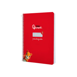 Cuaderno espiral liderpapel a5 pautaguia tapa dura 80h 90gr cuadro pautado 3mm color rojo