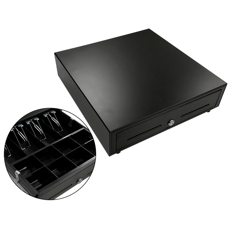 Cajon portamonedas 8 monederos 4 billeteros apertura electrica negro 410x415x110 mm