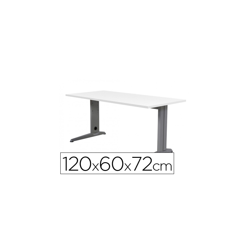 Mesa de oficina rocada metal 2000ac04 gris/blanco 120x60 cm
