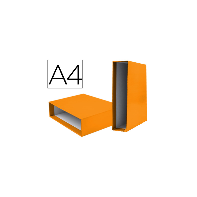 Caja archivador liderpapel de palanca carton din a4 documenta lomo 75mm color naranja