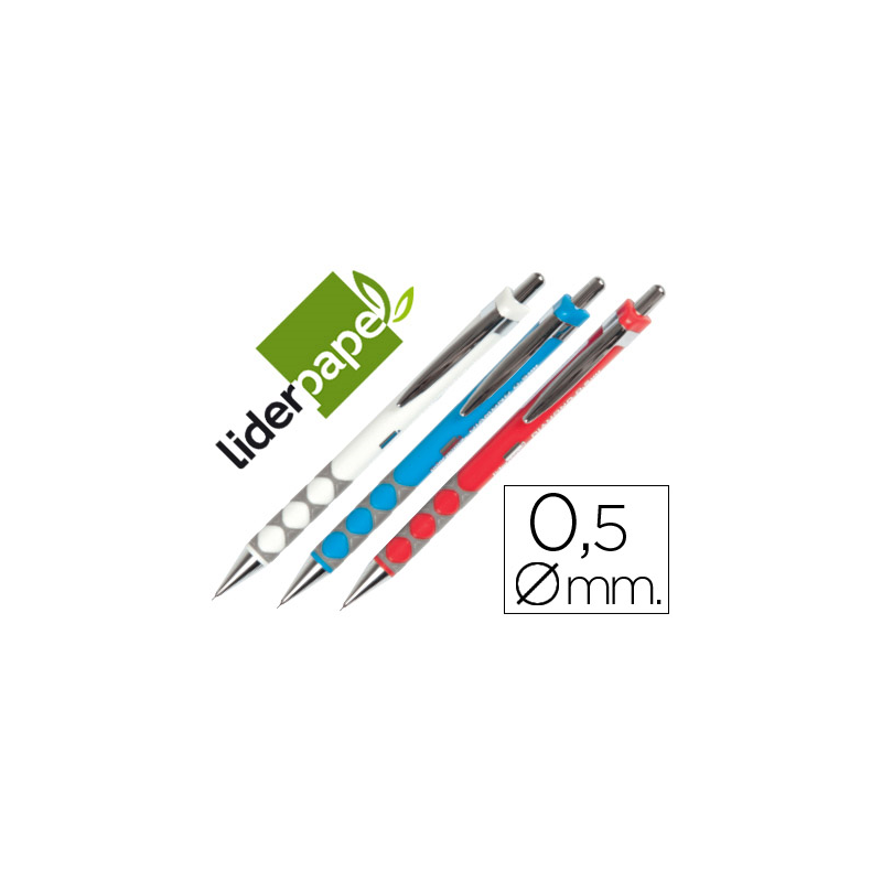 Portaminas liderpapel diamond 0,5 mm con goma y sujecion soft colores surtidos