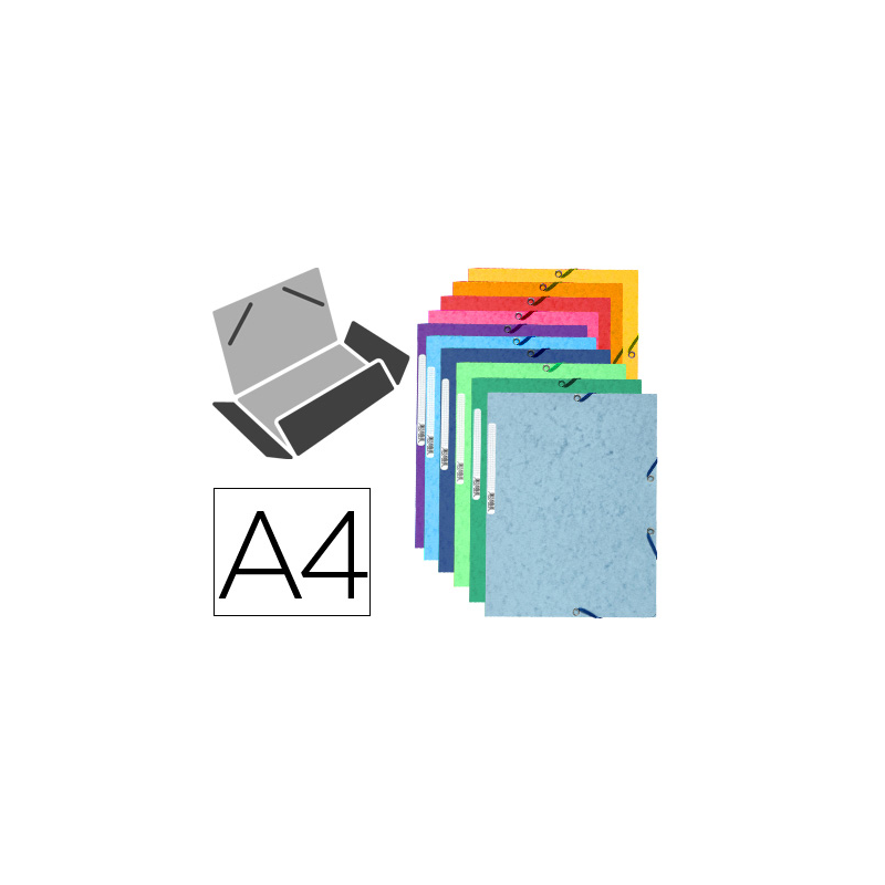 Carpeta exacompta gomas cartulina lustrada tres solapas din a4 colores surtidos