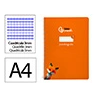 Cuaderno espiral liderpapel a4 pautaguia tapa blanda 80h 75gr cuadro pautado 3mm color naranja