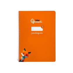 Cuaderno espiral liderpapel a4 pautaguia tapa blanda 80h 75gr cuadro pautado 3mm color naranja