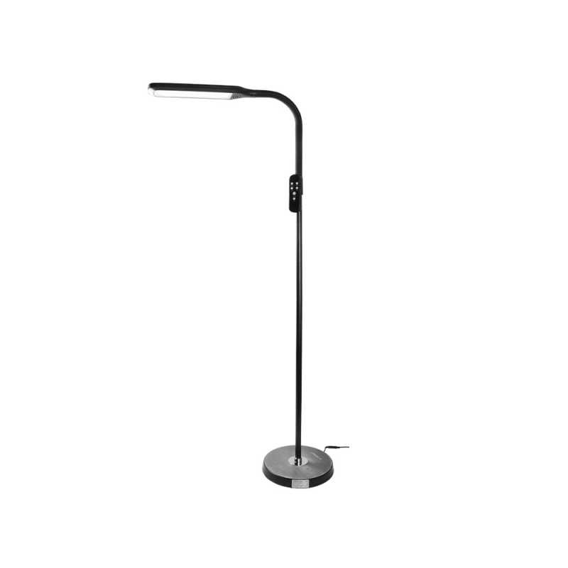 Lampara de suelo q-connect led 15w 850 lm 3 niveles color brillo regulable cuello flexible control remoto negro