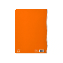 Cuaderno espiral liderpapel a4 pautaguia tapa blanda 80h 75gr cuadro pautado 3mm color naranja