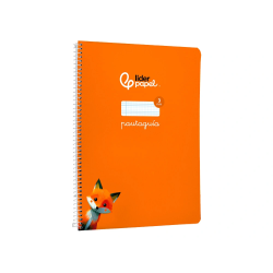 Cuaderno espiral liderpapel a4 pautaguia tapa blanda 80h 75gr cuadro pautado 3mm color naranja