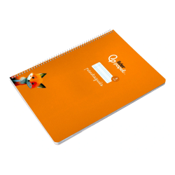 Cuaderno espiral liderpapel a4 pautaguia tapa blanda 80h 75gr cuadro pautado 3mm color naranja