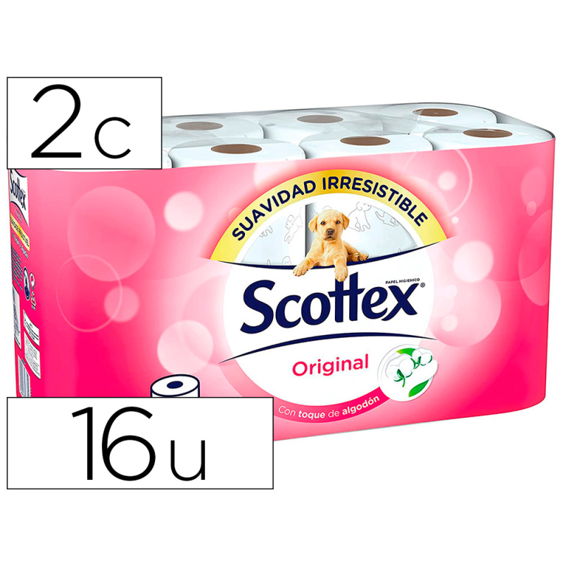 Papel higienico scottex original 2 capas paquete de 16 rollos 17,7 m