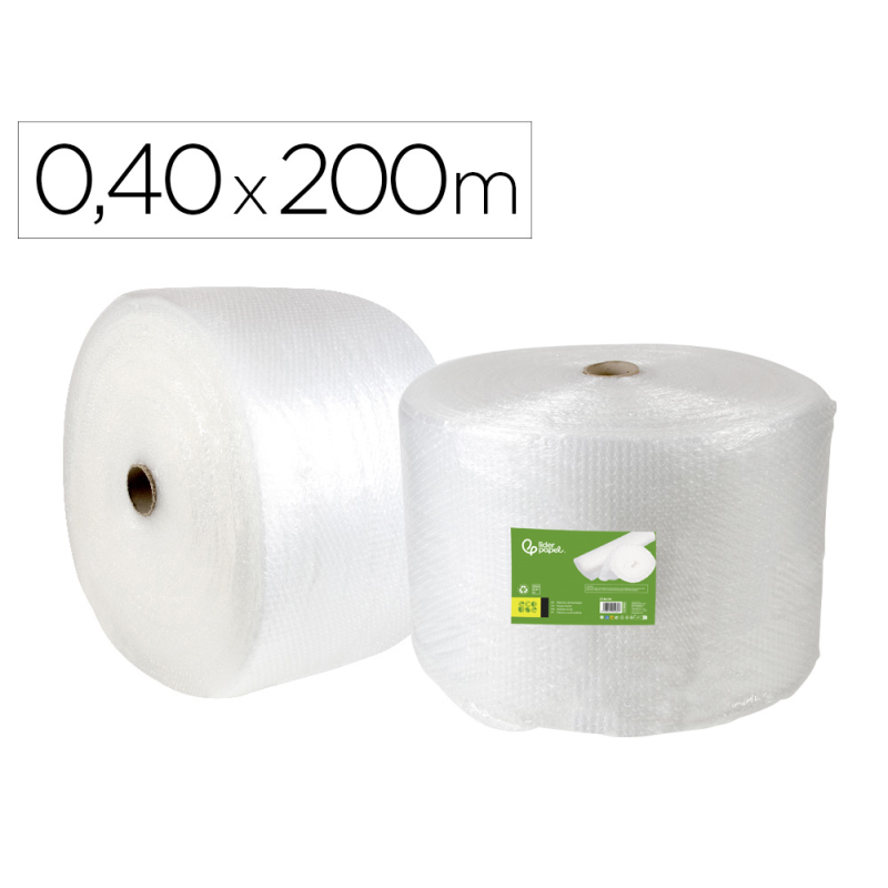 Plastico burbuja liderpapel ecouse 0.40x200m 30% de plastico reciclado